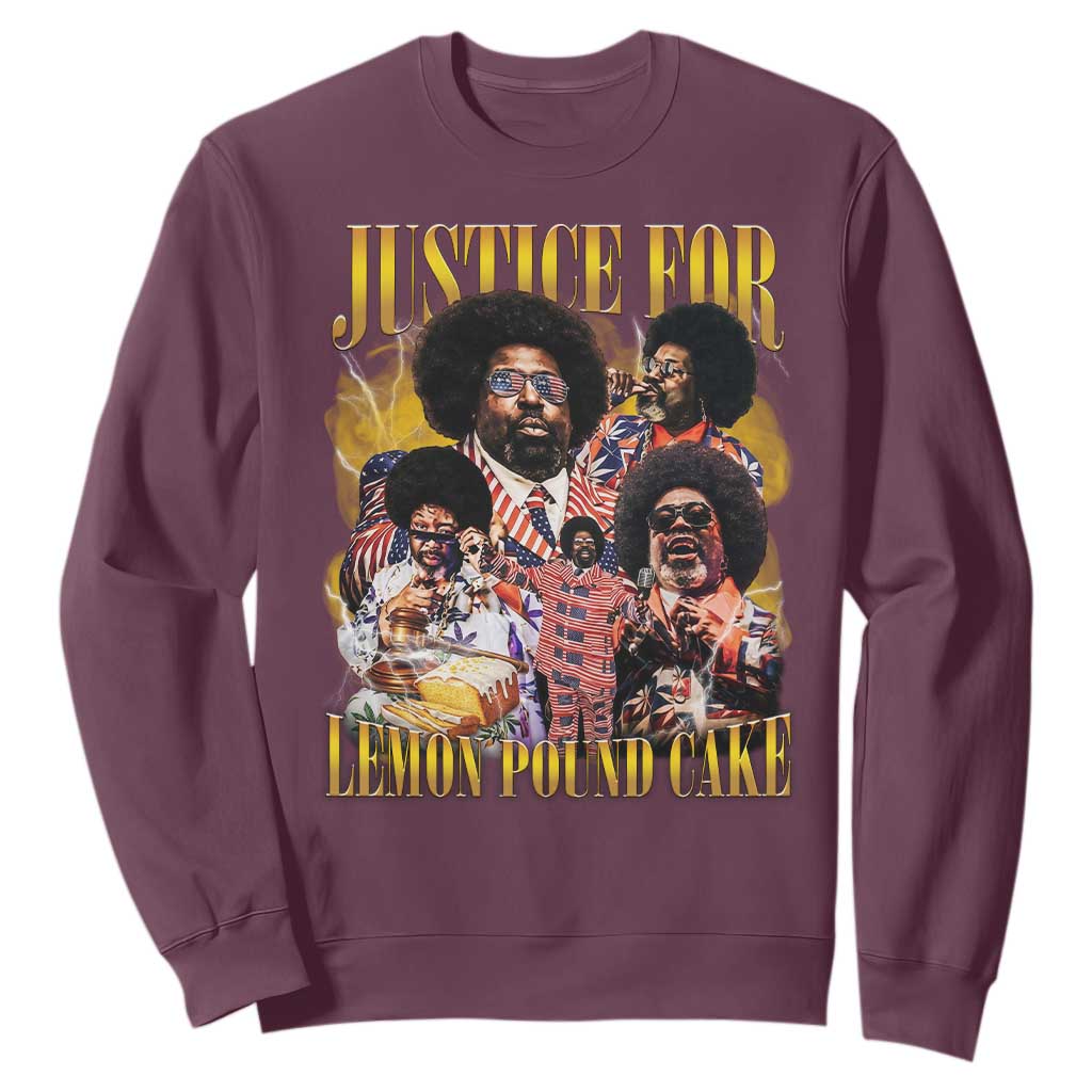 Justice For Lemon Pound Cake Bootleg Graphic Sweatshirt Retro Rap Free Speech TS14 Maroon Print Your Wear