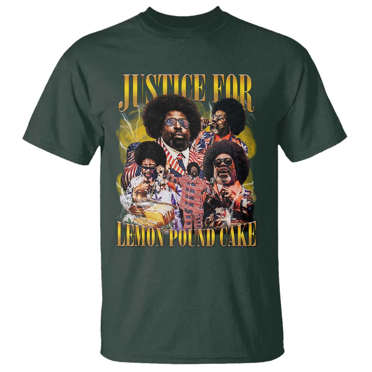 Justice For Lemon Pound Cake Bootleg Graphic T Shirt Retro Rap Free Speech TS14 Dark Forest Green Print Your Wear