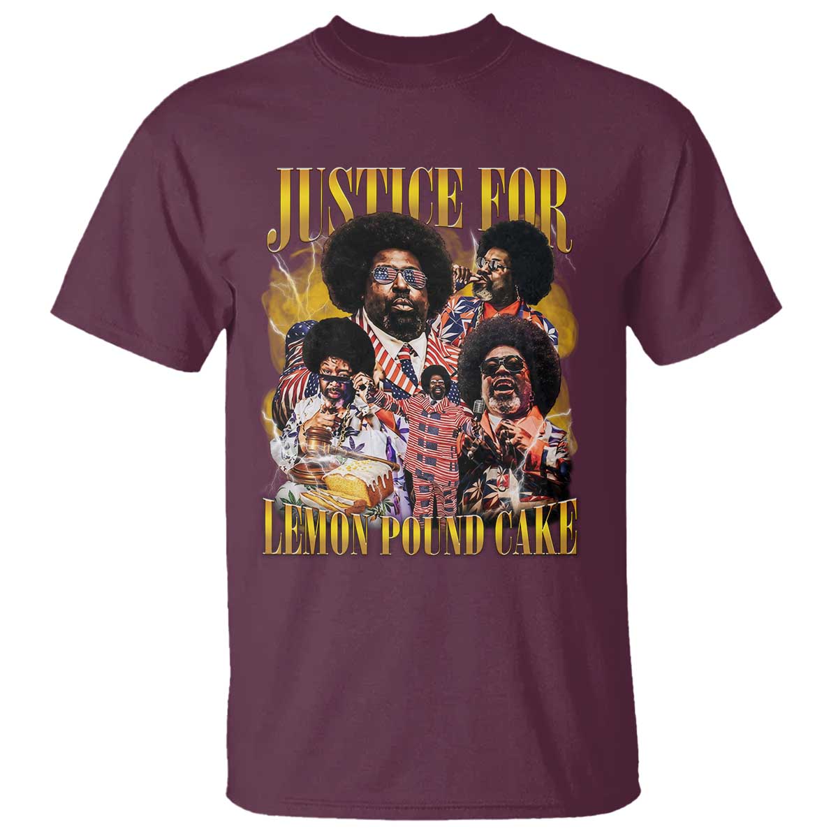 Justice For Lemon Pound Cake Bootleg Graphic T Shirt Retro Rap Free Speech TS14 Maroon Print Your Wear