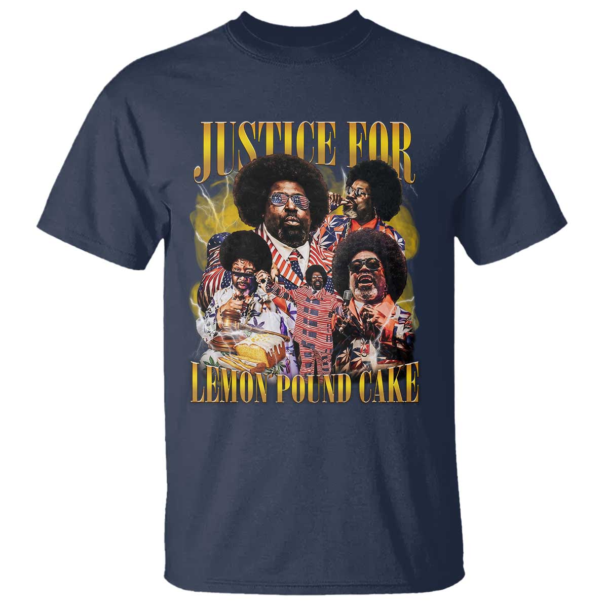 Justice For Lemon Pound Cake Bootleg Graphic T Shirt Retro Rap Free Speech TS14 Navy Print Your Wear
