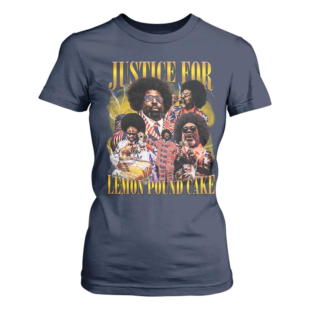 Justice For Lemon Pound Cake Bootleg Graphic T Shirt For Women Retro Rap Free Speech TS14 Navy Print Your Wear