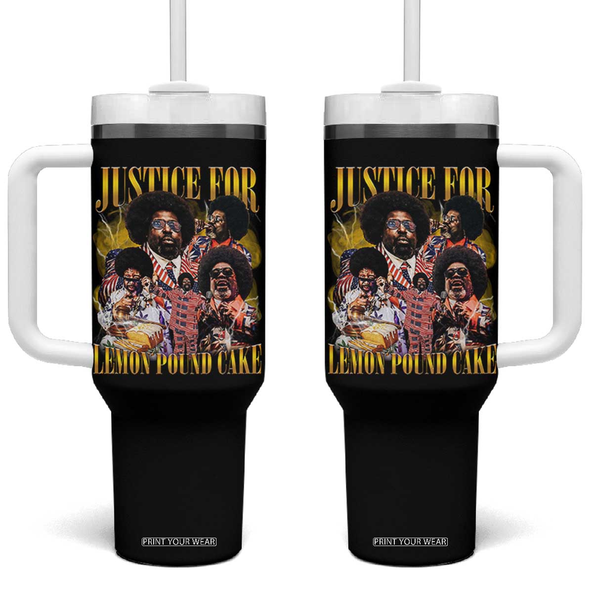 Justice For Lemon Pound Cake Bootleg Graphic Tumbler With Handle Retro Rap Free Speech TS14 One Size: 40 oz Black Print Your Wear