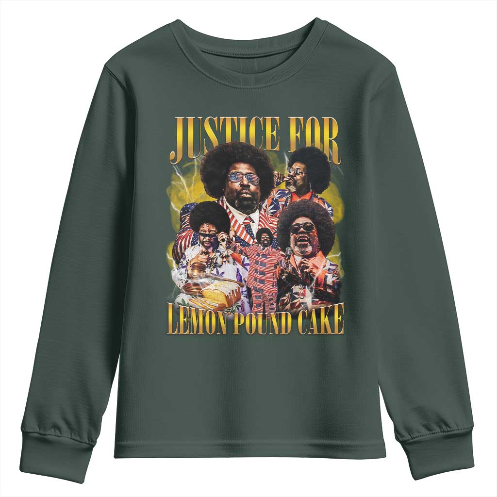 Justice For Lemon Pound Cake Bootleg Graphic Youth Sweatshirt Retro Rap Free Speech TS14 Dark Forest Green Print Your Wear
