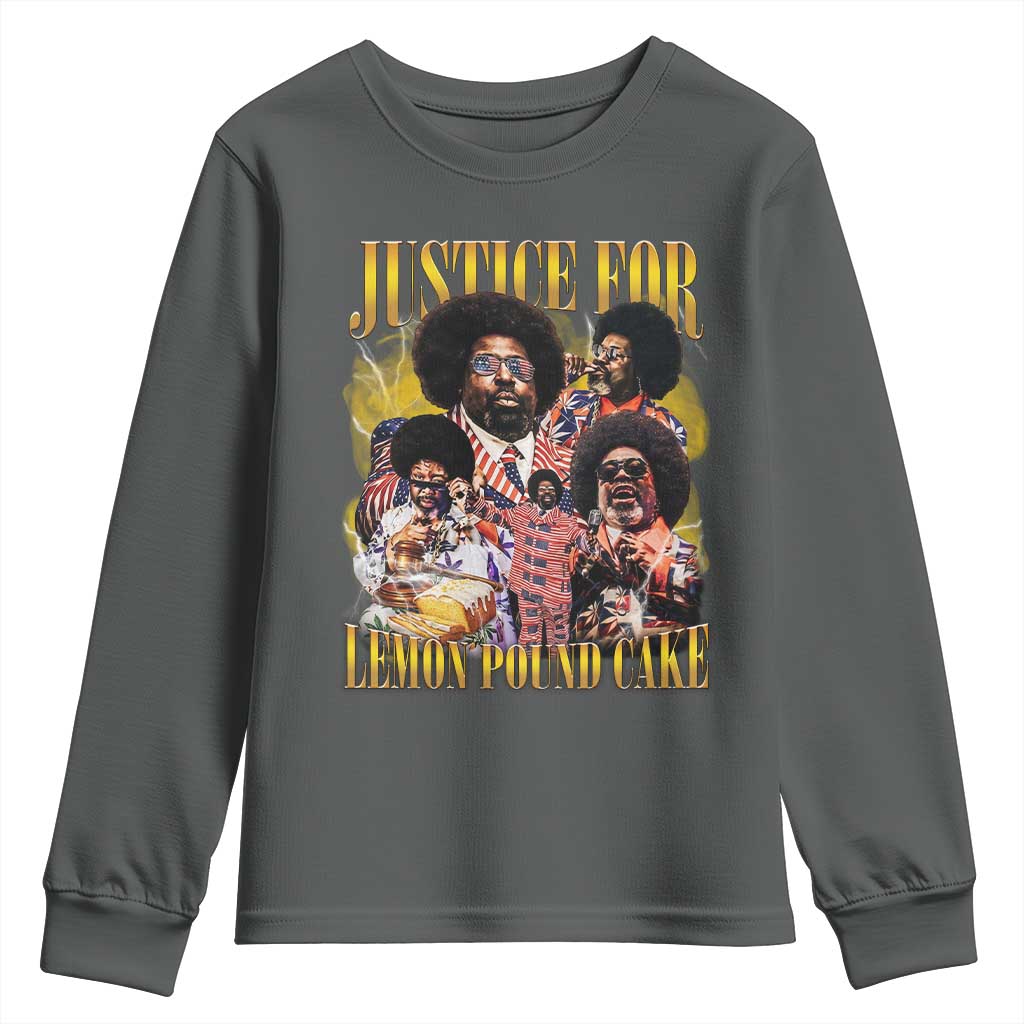 Justice For Lemon Pound Cake Bootleg Graphic Youth Sweatshirt Retro Rap Free Speech TS14 Dark Heather Print Your Wear