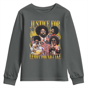 Justice For Lemon Pound Cake Bootleg Graphic Youth Sweatshirt Retro Rap Free Speech TS14 Dark Heather Print Your Wear