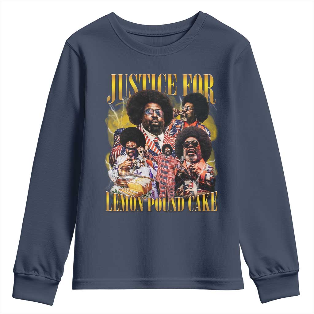 Justice For Lemon Pound Cake Bootleg Graphic Youth Sweatshirt Retro Rap Free Speech TS14 Navy Print Your Wear