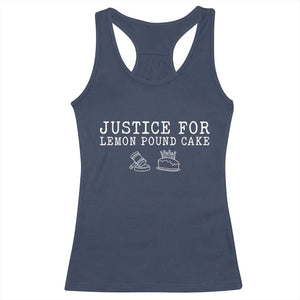 Justice For Lemon Pound Cake Racerback Tank Top Funny Dessert Meme TS14 Navy Print Your Wear