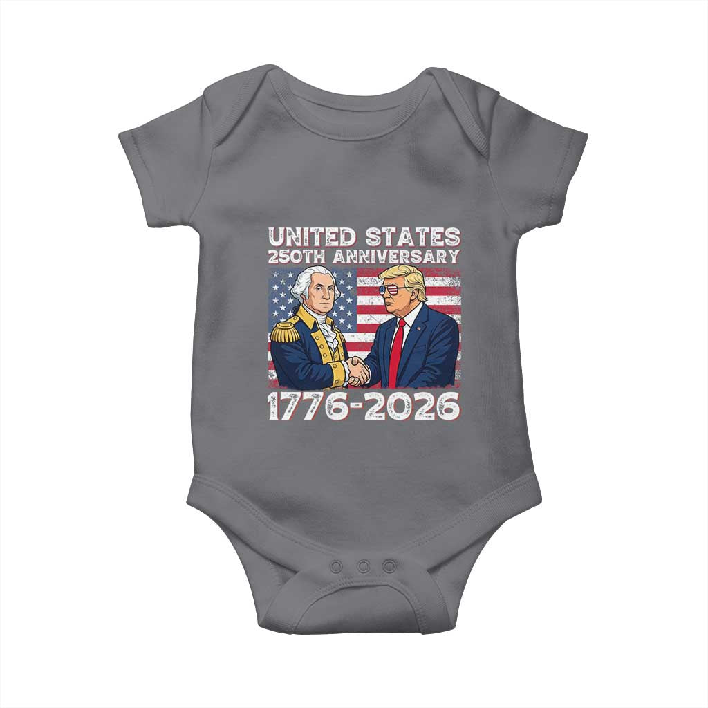 250th Anniversary USA Baby Onesie Patriotic Trump George Washington American Flag 4th of July TS14 Charcoal Print Your Wear