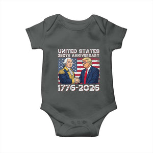 250th Anniversary USA Baby Onesie Patriotic Trump George Washington American Flag 4th of July TS14 Dark Heather Print Your Wear