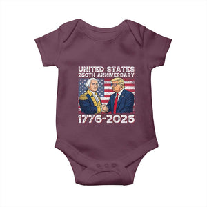 250th Anniversary USA Baby Onesie Patriotic Trump George Washington American Flag 4th of July TS14 Maroon Print Your Wear