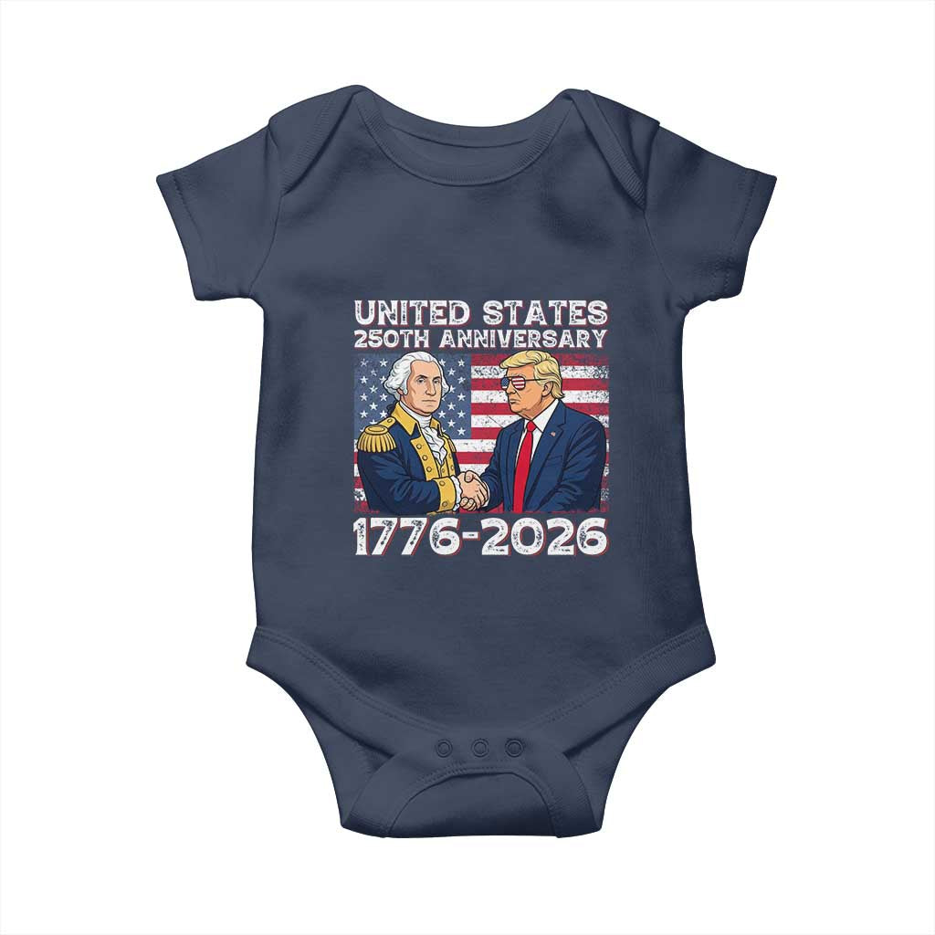 250th Anniversary USA Baby Onesie Patriotic Trump George Washington American Flag 4th of July TS14 Navy Print Your Wear