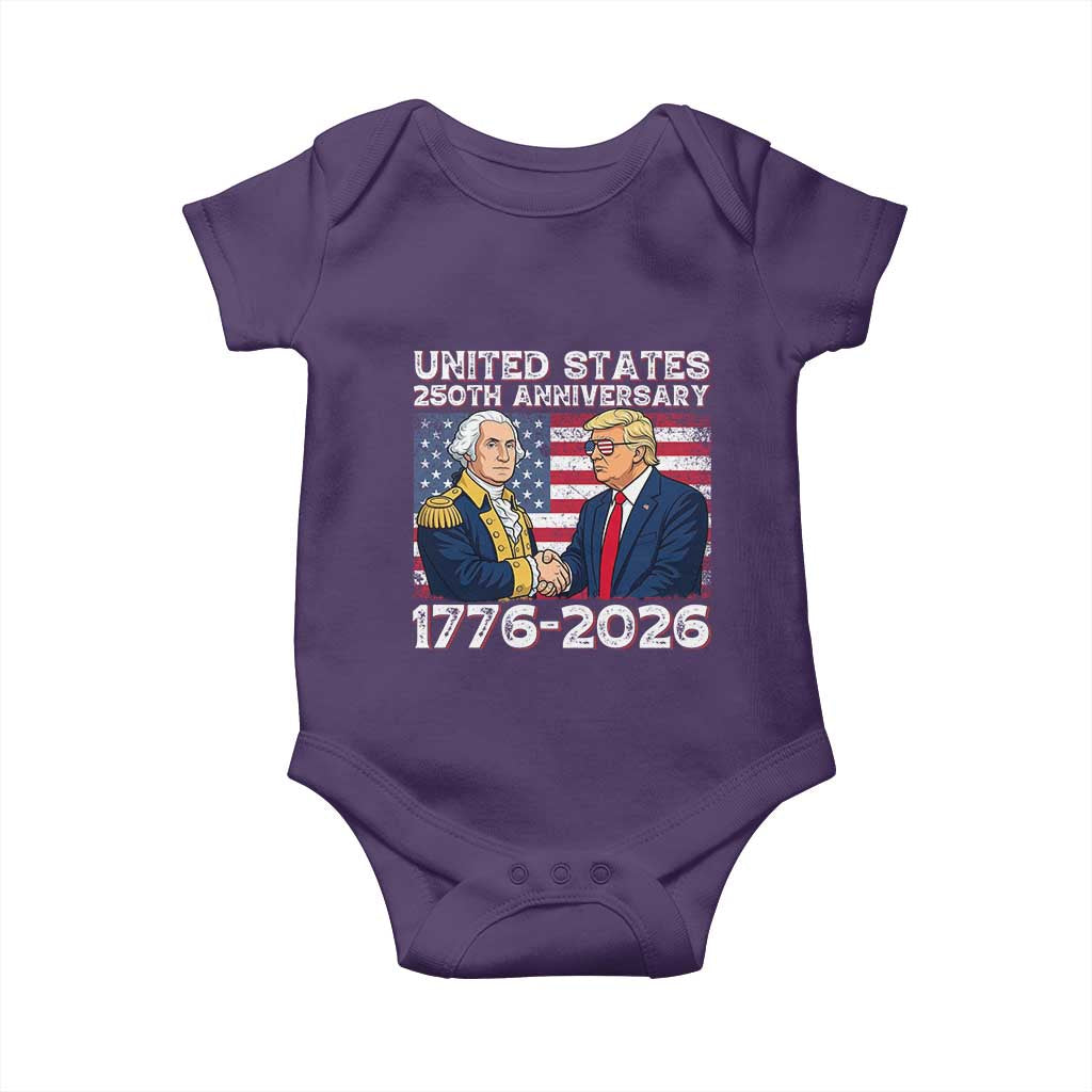 250th Anniversary USA Baby Onesie Patriotic Trump George Washington American Flag 4th of July TS14 Purple Print Your Wear