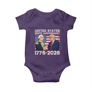 250th Anniversary USA Baby Onesie Patriotic Trump George Washington American Flag 4th of July TS14 Purple Print Your Wear