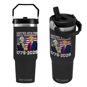250th Anniversary USA Flip Straw Tumbler Patriotic Trump George Washington American Flag 4th of July TS14 One Size: 30 oz Black Print Your Wear