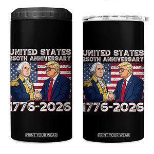 250th Anniversary USA 4 in 1 Can Cooler Tumbler Patriotic Trump George Washington American Flag 4th of July TS14 One Size: 16 oz Black Print Your Wear