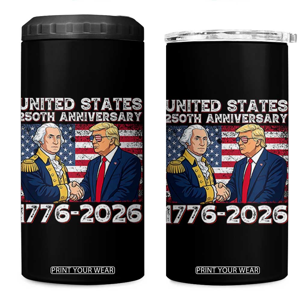America 250th Anniversary 4 in 1 Can Cooler Tumbler Patriotic Trump George Washington American Flag 4th of July TS14 One Size: 16 oz Black Print Your Wear
