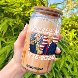 250th Anniversary USA Glass Can Patriotic Trump George Washington American Flag 4th of July TS14 Black Print Your Wear