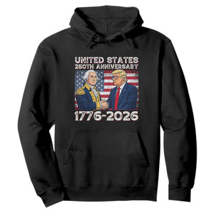 America 250th Anniversary Hoodie Patriotic Trump George Washington American Flag 4th of July TS14 Black Print Your Wear