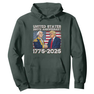 America 250th Anniversary Hoodie Patriotic Trump George Washington American Flag 4th of July TS14 Dark Forest Green Print Your Wear