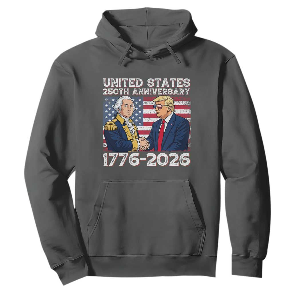 America 250th Anniversary Hoodie Patriotic Trump George Washington American Flag 4th of July TS14 Dark Heather Print Your Wear