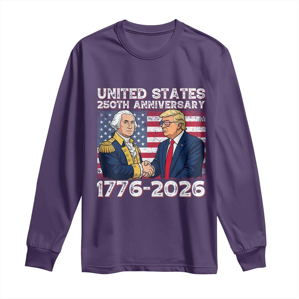 America 250th Anniversary Long Sleeve Shirt Patriotic Trump George Washington American Flag 4th of July TS14 Purple Print Your Wear
