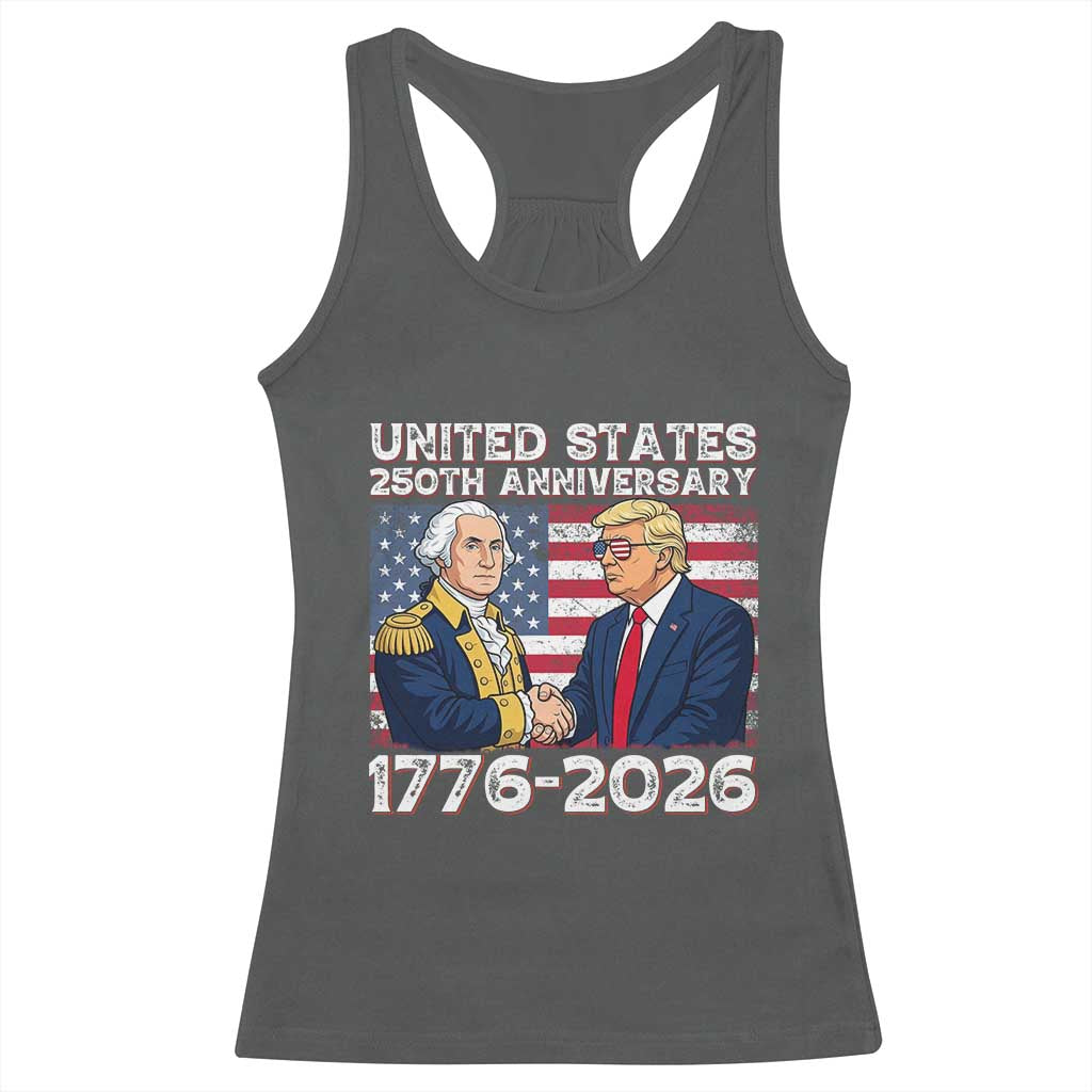 250th Anniversary USA Racerback Tank Top Patriotic Trump George Washington American Flag 4th of July TS14 Dark Heather Print Your Wear