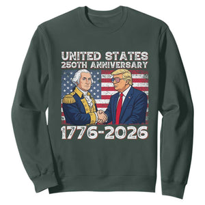 250th Anniversary USA Sweatshirt Patriotic Trump George Washington American Flag 4th of July TS14 Dark Forest Green Print Your Wear