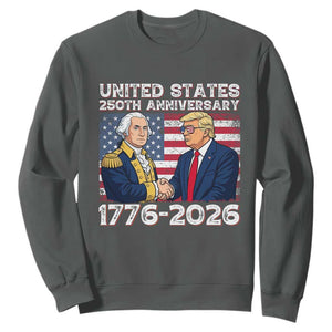 250th Anniversary USA Sweatshirt Patriotic Trump George Washington American Flag 4th of July TS14 Dark Heather Print Your Wear