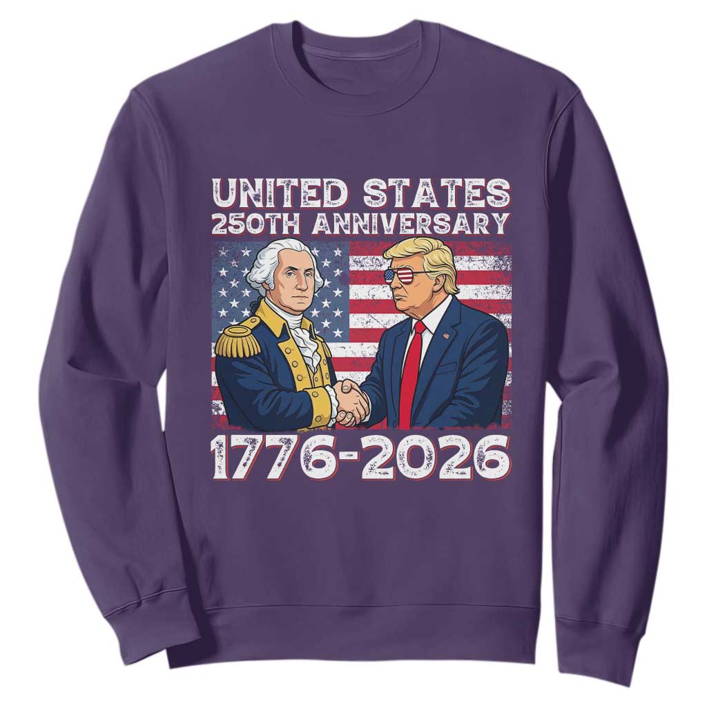 250th Anniversary USA Sweatshirt Patriotic Trump George Washington American Flag 4th of July TS14 Purple Print Your Wear