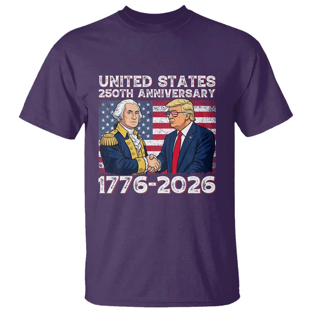 250th Anniversary USA T Shirt Patriotic Trump George Washington American Flag 4th of July TS14 Purple Print Your Wear