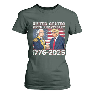 250th Anniversary USA T Shirt For Women Patriotic Trump George Washington American Flag 4th of July TS14 Dark Forest Green Print Your Wear