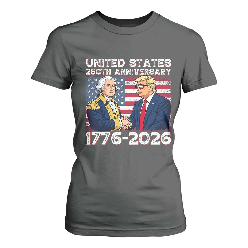 250th Anniversary USA T Shirt For Women Patriotic Trump George Washington American Flag 4th of July TS14 Dark Heather Print Your Wear