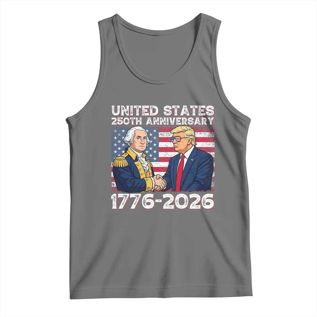 250th Anniversary USA Tank Top Patriotic Trump George Washington American Flag 4th of July TS14 Black Heather Print Your Wear