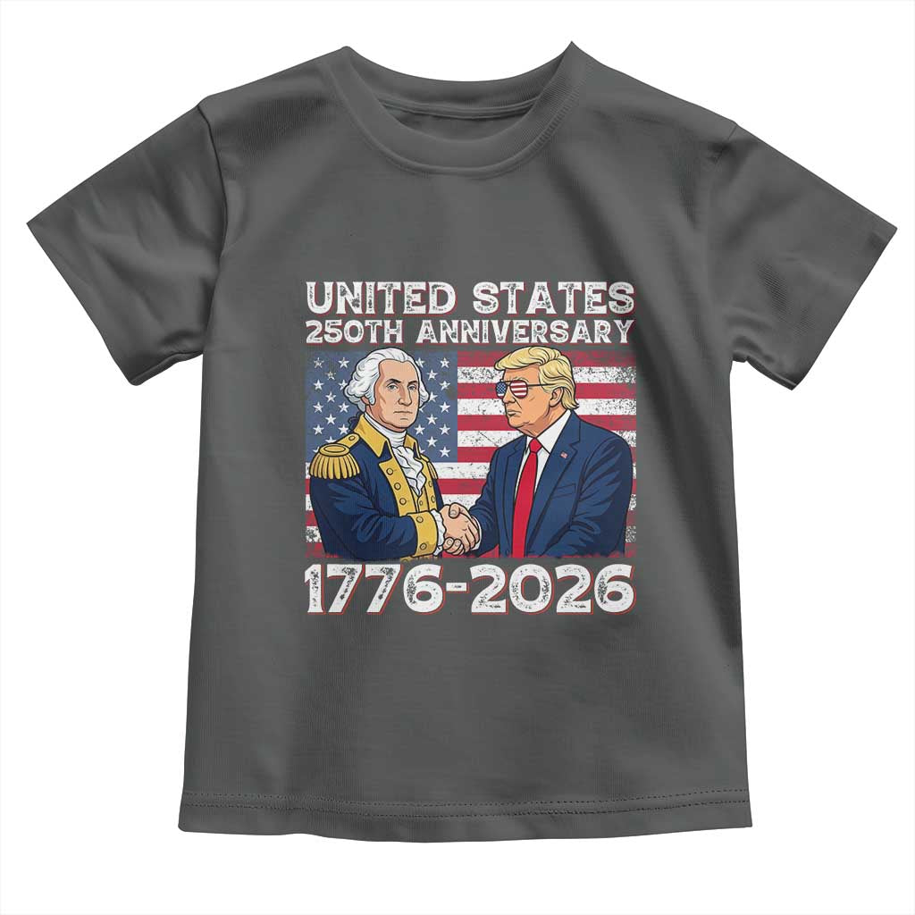 250th Anniversary USA Toddler T Shirt Patriotic Trump George Washington American Flag 4th of July TS14 Dark Heather Print Your Wear