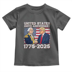 250th Anniversary USA Toddler T Shirt Patriotic Trump George Washington American Flag 4th of July TS14 Dark Heather Print Your Wear