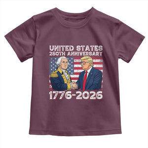 250th Anniversary USA Toddler T Shirt Patriotic Trump George Washington American Flag 4th of July TS14 Maroon Print Your Wear