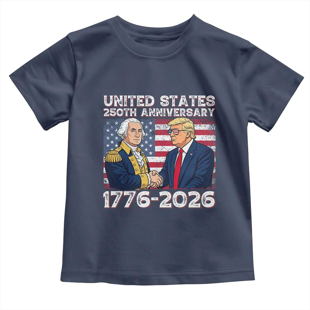 250th Anniversary USA Toddler T Shirt Patriotic Trump George Washington American Flag 4th of July TS14 Navy Print Your Wear