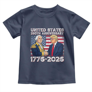 250th Anniversary USA Toddler T Shirt Patriotic Trump George Washington American Flag 4th of July TS14 Navy Print Your Wear