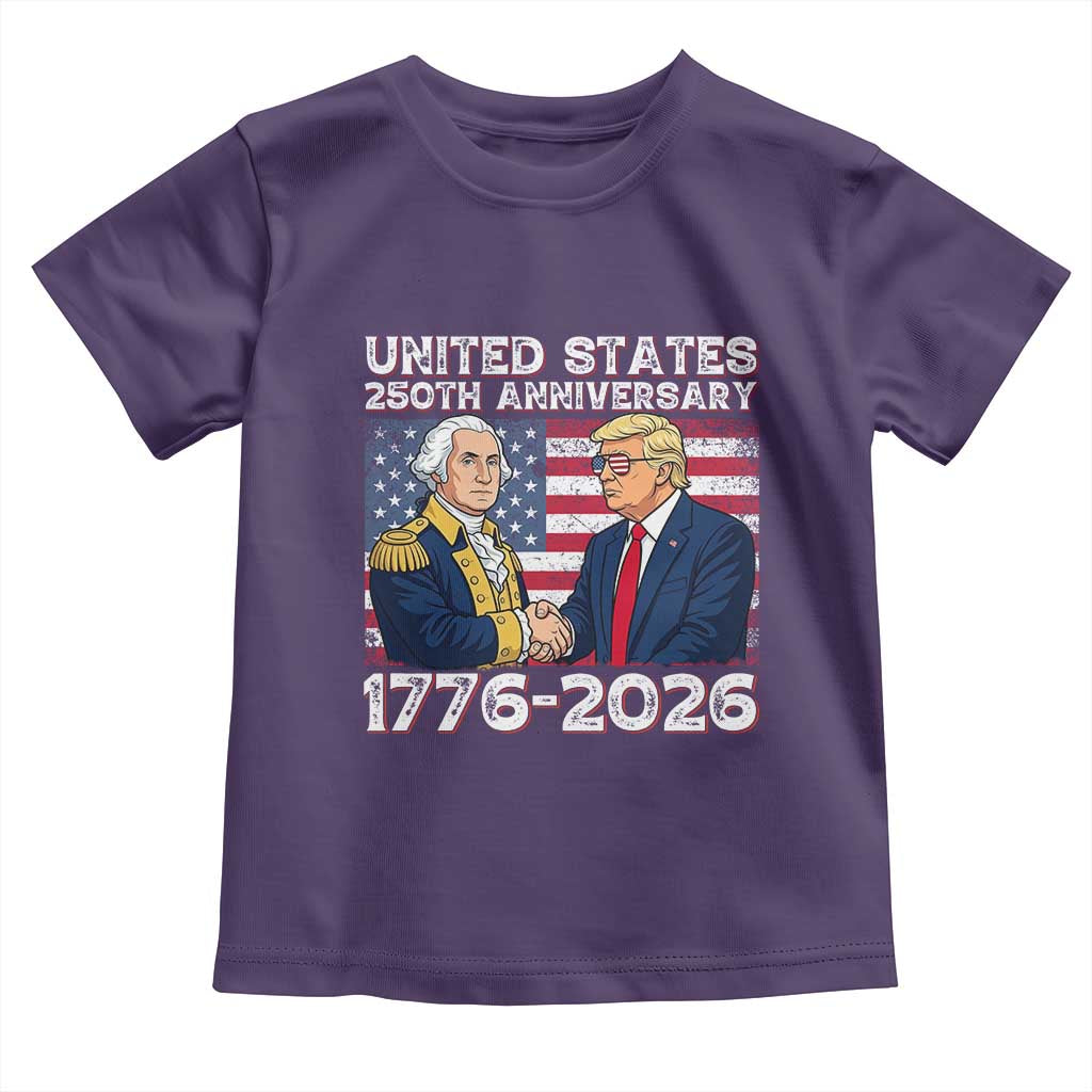 250th Anniversary USA Toddler T Shirt Patriotic Trump George Washington American Flag 4th of July TS14 Purple Print Your Wear