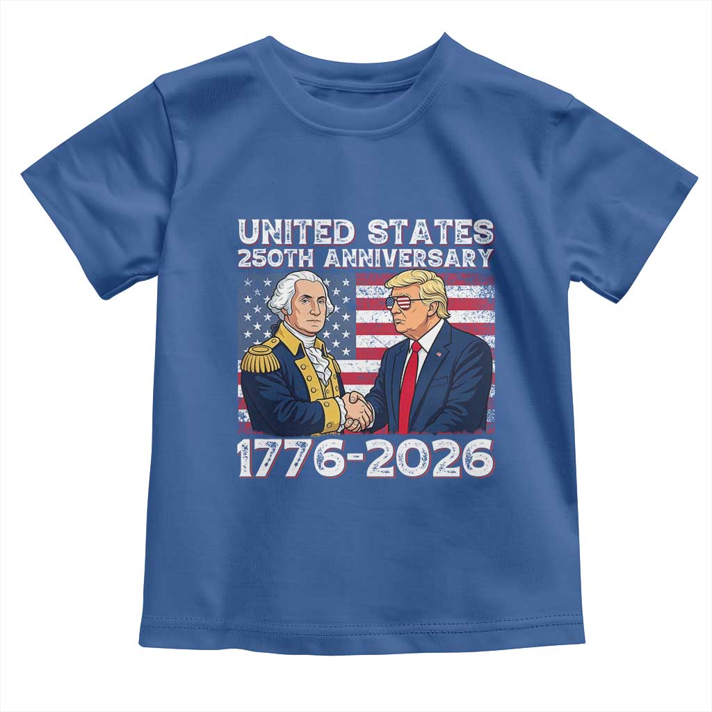 250th Anniversary USA Toddler T Shirt Patriotic Trump George Washington American Flag 4th of July TS14 Royal Blue Print Your Wear