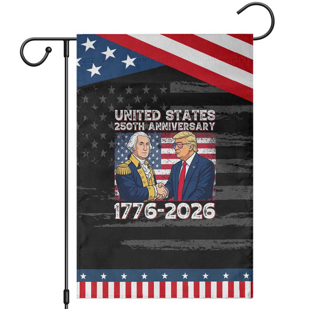 America 250th Anniversary Patriotic Garden Flag Trump George Washington American Flag 4th of July TS14 Distressed Black Blue Print Your Wear