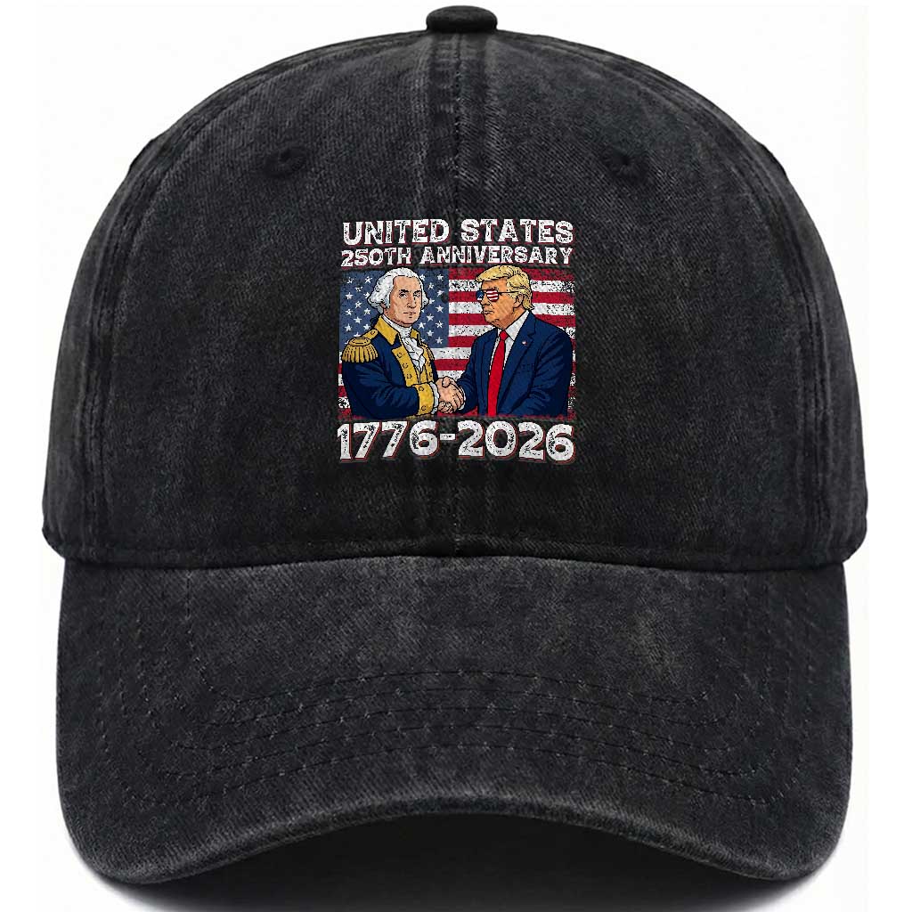 America 250th Anniversary Washed Cotton Baseball Cap Patriotic Trump George Washington American Flag 4th of July TS14 Print Your Wear