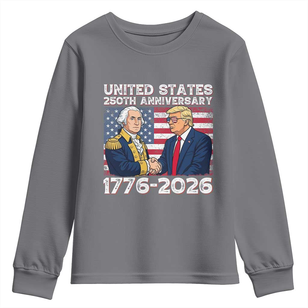 250th Anniversary USA Youth Sweatshirt Patriotic Trump George Washington American Flag 4th of July TS14 Charcoal Print Your Wear