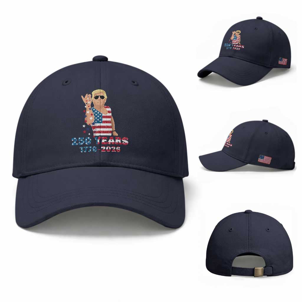 250 Years American Anniversary Baseball Cap Patriotic Trump 4th of July TS14 Baseball Cap Universal Fit Navy Print Your Wear