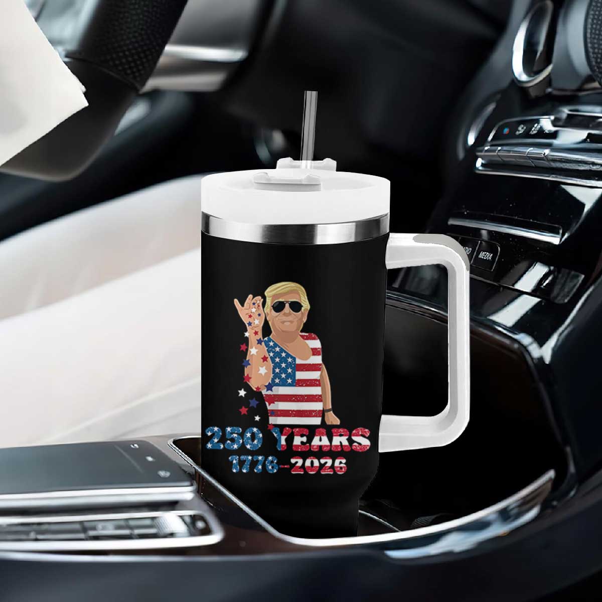 250 Years American Anniversary Tumbler With Handle Patriotic Trump 4th of July TS14 Print Your Wear