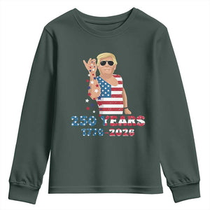 250 Years American Anniversary Youth Sweatshirt Patriotic Trump 4th of July TS14 Dark Forest Green Print Your Wear