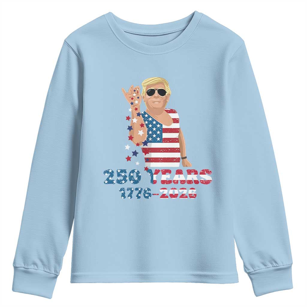 250 Years American Anniversary Youth Sweatshirt Patriotic Trump 4th of July TS14 Light Blue Print Your Wear