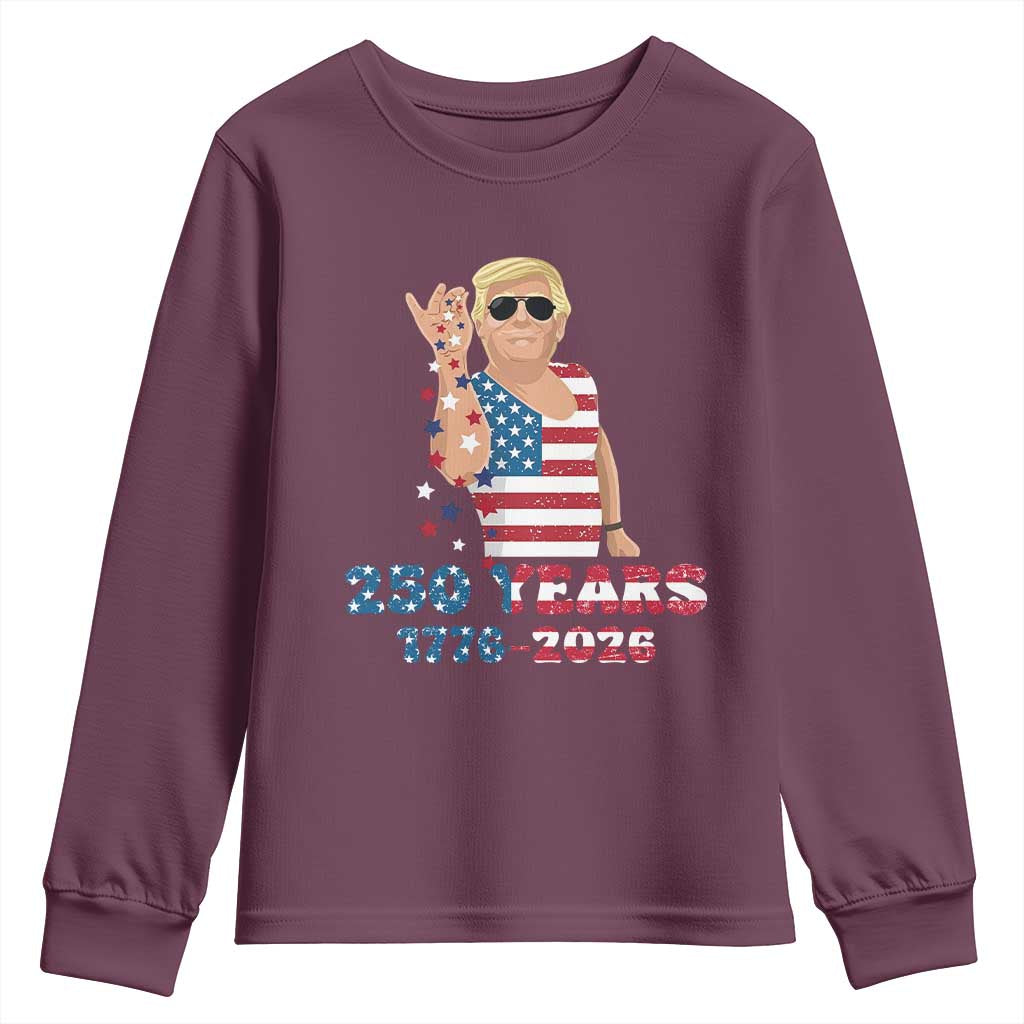 250 Years American Anniversary Youth Sweatshirt Patriotic Trump 4th of July TS14 Maroon Print Your Wear