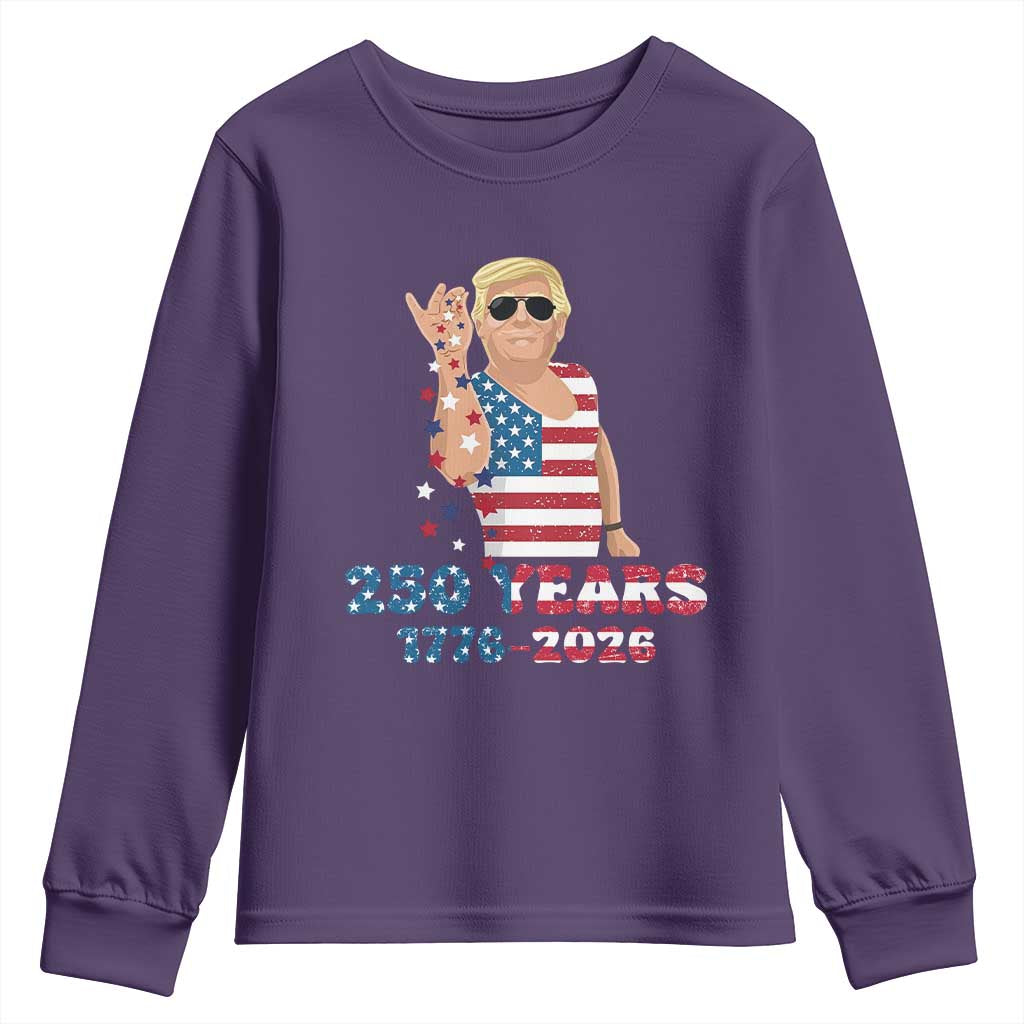 250 Years American Anniversary Youth Sweatshirt Patriotic Trump 4th of July TS14 Purple Print Your Wear