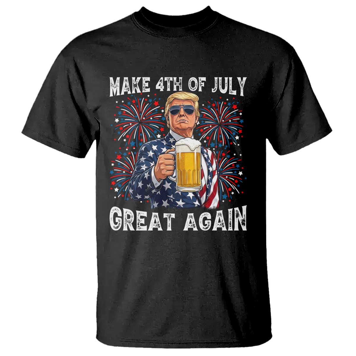 Trump Make 4th of July Great Again T Shirt Funny Drinking Beer TS14 Black Print Your Wear